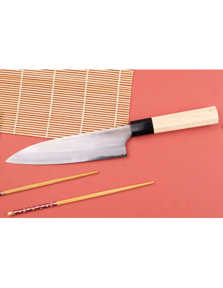 Coltello da chef giapponese da 18 cm Naoki Mazaki WS2 lucidato a mano