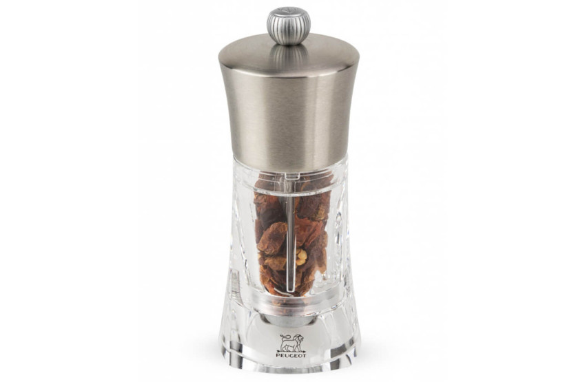 Peugeot Ouessant stainless steel and acrylic manual pepper mill 14cm