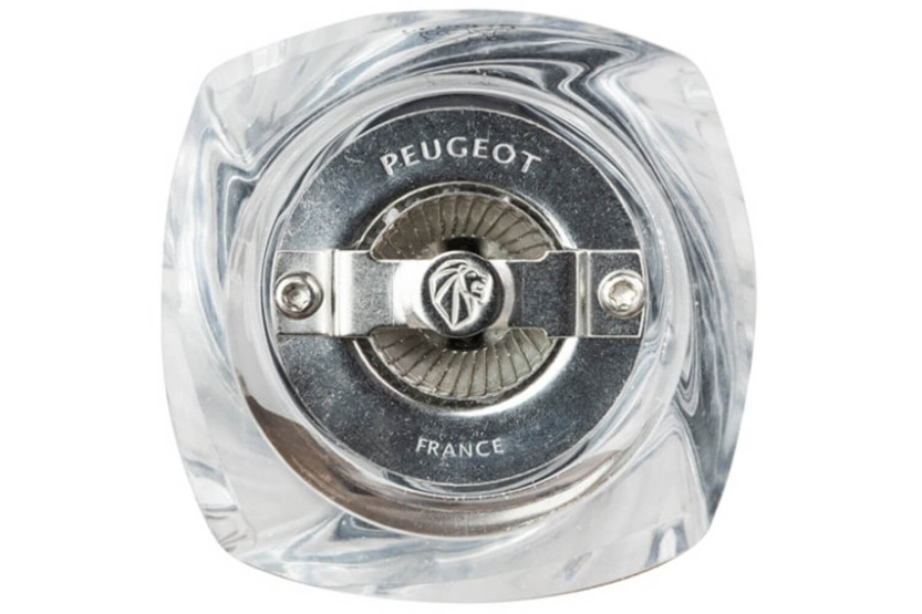 Peugeot Ouessant manual dry salt mill in stainless steel and acrylic 14cm