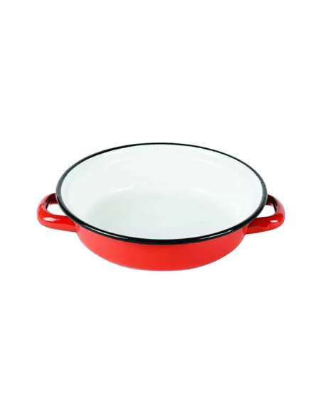Beka egg dish in old-fashioned red enamelled steel