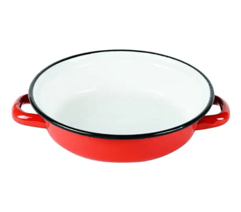 Huevera Beka de acero esmaltado rojo envejecido 2