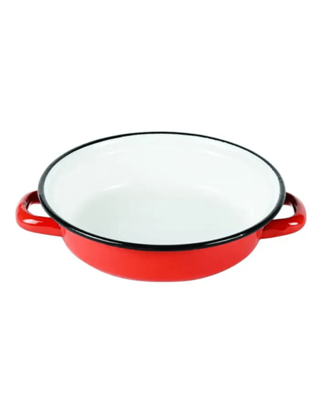 Beka egg dish in old-fashioned red enamelled steel