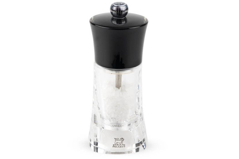 Peugeot Molène handmatige droogzoutmolen in zwart en transparant acryl 14cm