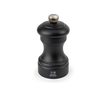 Moinho de sal seco manual Peugeot Bistro em madeira de faia preta mate 10cm