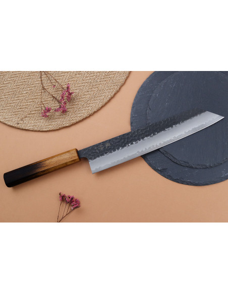 24 cm håndlaget japansk Kiritsuke-kniv Yuzo Black AS brent eik