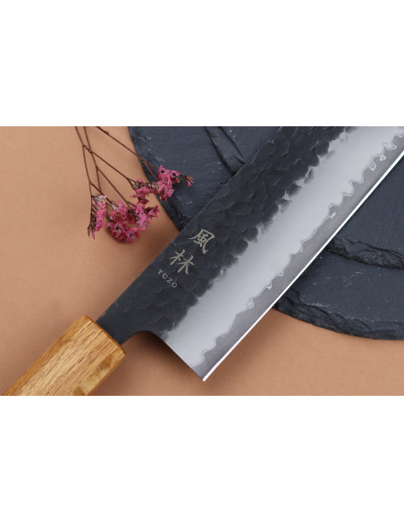 24cm handgemaakt Japans Kiritsuke mes Yuzo Black AS burnt oak