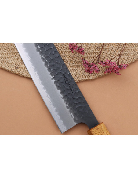 24cm handgemaakt Japans Kiritsuke mes Yuzo Black AS burnt oak