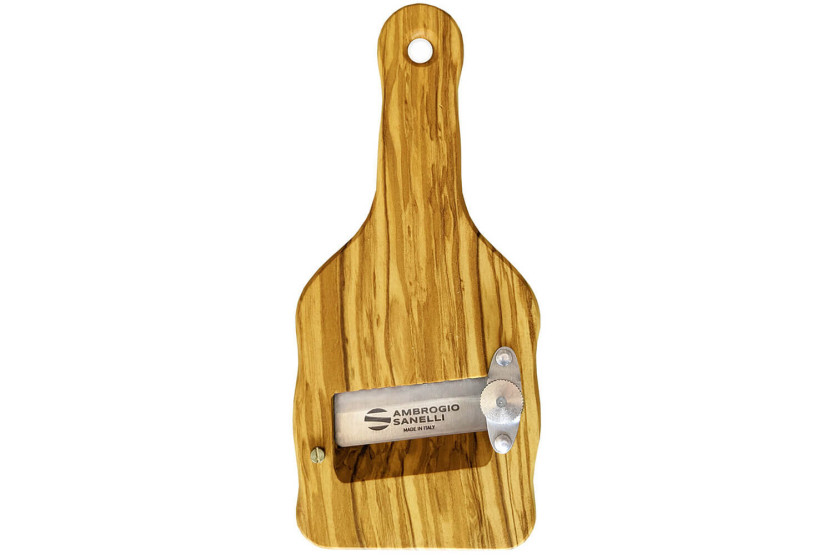 Ambrogio Sanelli truffelmandoline Keukenmandoline met glad roestvrijstalen blad en olijfhouten handvat