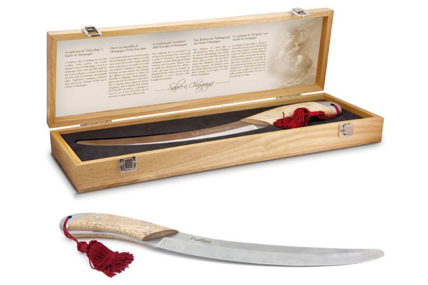 Espada de champán Pulltex con estuche de madera
