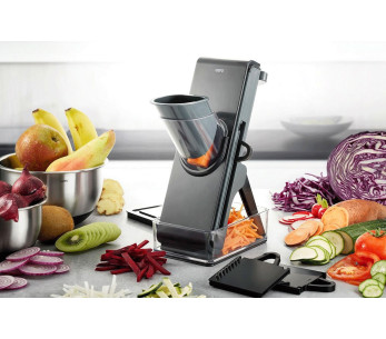 mandolino da cucina verticale Gefu Stando con contenitore di raccolta e coperchio 2