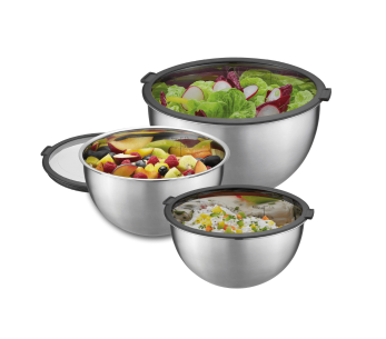 Juego de 3 ensaladeras Gefu Mondi de acero inoxidable con tapa