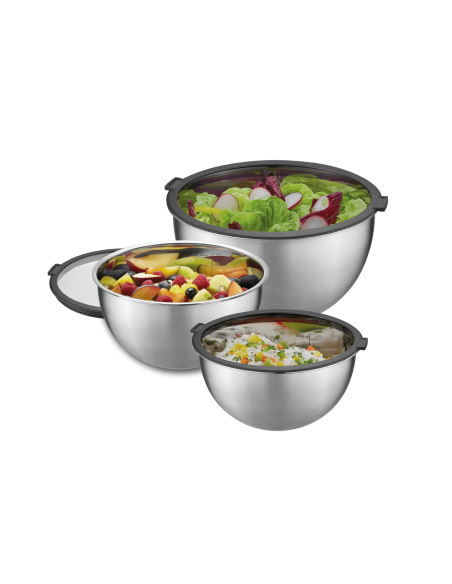 Conjunto de 3 saladeiras Gefu Mondi em aço inoxidável com tampa