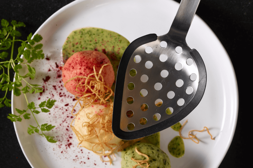 Rosle openwork spoon in stainless steel and silicone