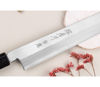 Sakai Takayuki Byakko 30cm faca japonesa Faca yanagiba kiritsuke artesanal cabo em ébano + bainha 2