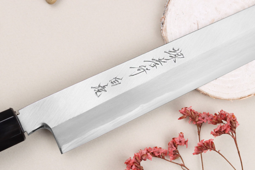 Sakai Takayuki Byakko 30cm håndlavet japansk Yanagiba kniv kiritsuke kniv ibenholt håndtag + skede