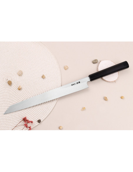 Sakai Takayuki Byakko 30cm handmade Japanese Yanagiba knife kiritsuke knife ebony handle + sheath