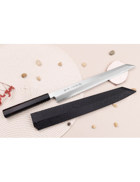 Sakai Takayuki Byakko 30cm handmade Japanese Yanagiba knife kiritsuke knife ebony handle + sheath