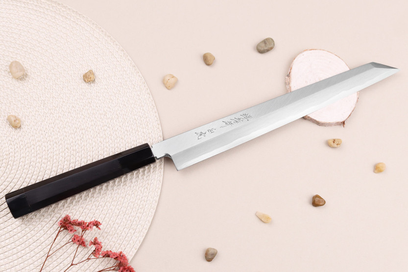 Japanisches Yanagiba messer Kiritsuke Yanagiba messer 27cm Sakai Takayuki Byakko Griff aus Ebenholz + Etui