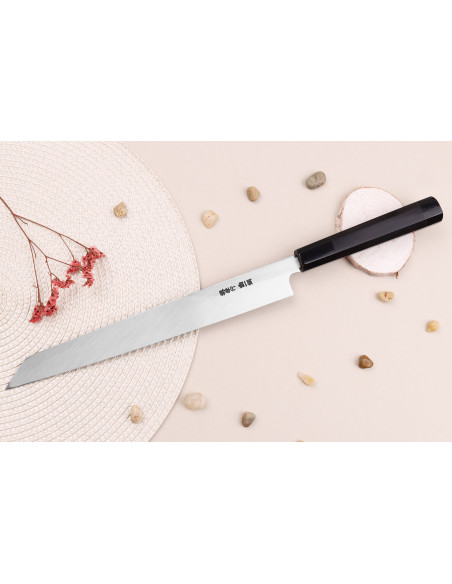 Sakai Takayuki Byakko 27cm faca japonesa Faca yanagiba kiritsuke artesanal cabo em ébano + bainha