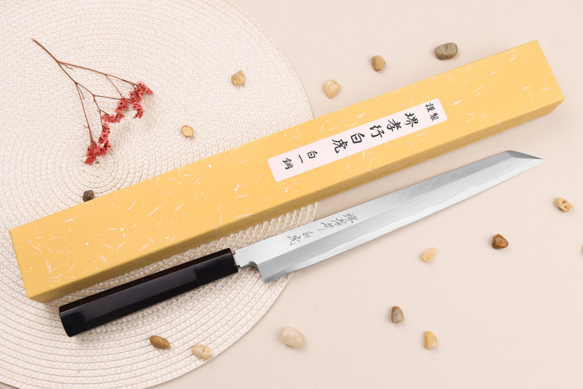 Sakai Takayuki Byakko 27cm käsintehty japanilainen Yanagiba veitsi kiritsuke veitsi eebenpuu kahva + tuppi