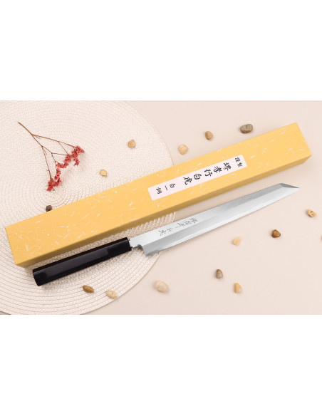Japanisches Yanagiba messer Kiritsuke Yanagiba messer 27cm Sakai Takayuki Byakko Griff aus Ebenholz + Etui