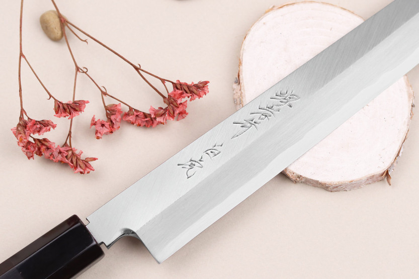 Sakai Takayuki Byakko 27cm faca japonesa Faca yanagiba kiritsuke artesanal cabo em ébano + bainha