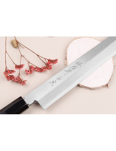 Sakai Takayuki Byakko 27cm cuchillo japonés hecho a mano Cuchillo yanagiba kiritsuke mango de ébano + funda