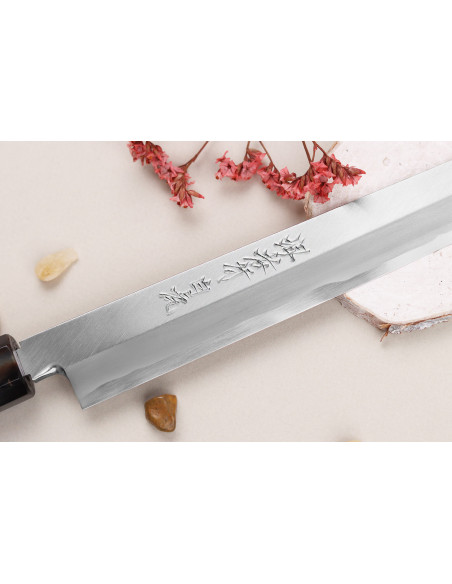 Sakai Takayuki Byakko sakimaru takohiki japansk handgjord kniv 30cm ebenholtshandtag + slida