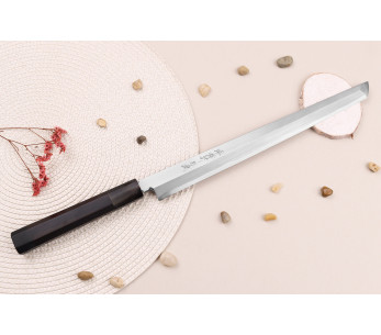 Sakai Takayuki Byakko sakimaru takohiki japansk hantverkskniv 30cm ebenholtshandtag + slida 2