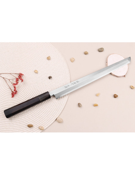 Sakai Takayuki Byakko sakimaru takohiki japansk håndværkskniv 30 cm ibenholt håndtag + skede