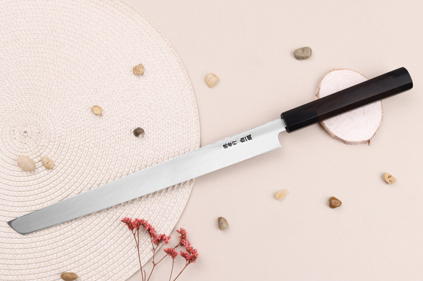 Sakai Takayuki Byakko sakimaru takohiki japanilainen käsityöveitsi 30cm eebenpuu kahva + tuppi