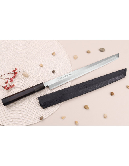 Sakai Takayuki Byakko sakimaru takohiki japansk håndverkskniv 30 cm ibenholtskaft + slire