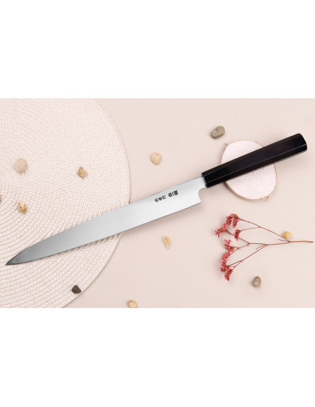 Sakai Takayuki Byakko 27cm käsintehty japanilainen Yanagiba veitsi eebenpuu kahva + tuppi