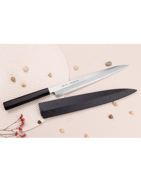 Sakai Takayuki Byakko 27cm käsintehty japanilainen Yanagiba veitsi eebenpuu kahva + tuppi
