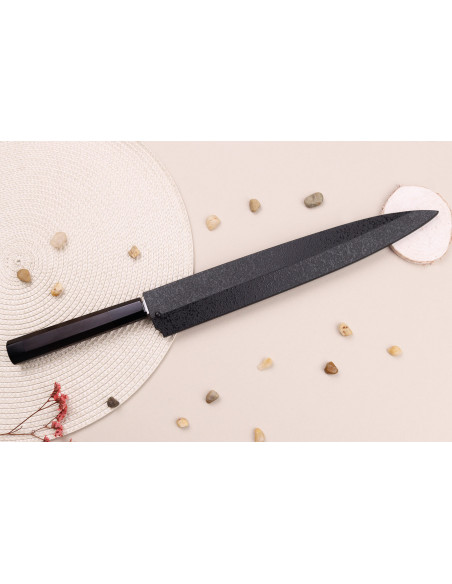 Sakai Takayuki Byakko 27cm Cuchillo yanagiba japonés hecho a mano Cuchillo yanagiba mango de ébano + funda