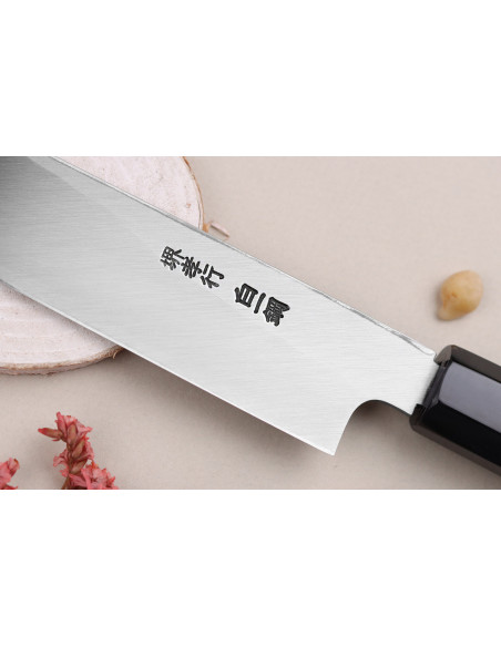 Sakai Takayuki Byakko 27cm Cuchillo yanagiba japonés hecho a mano Cuchillo yanagiba mango de ébano + funda