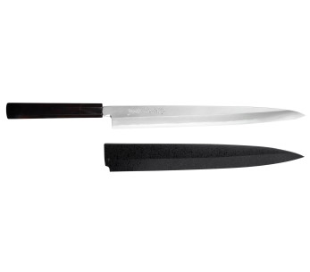 Sakai Takayuki Byakko 33 cm Coltello yanagiba giapponese Coltello yanagiba fatto a mano manico in ebano + fodero
