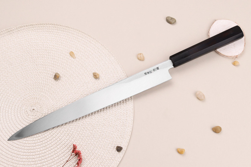 Japanisches Yanagiba messer 33cm Sakai Takayuki Byakko Griff aus Ebenholz + Etui