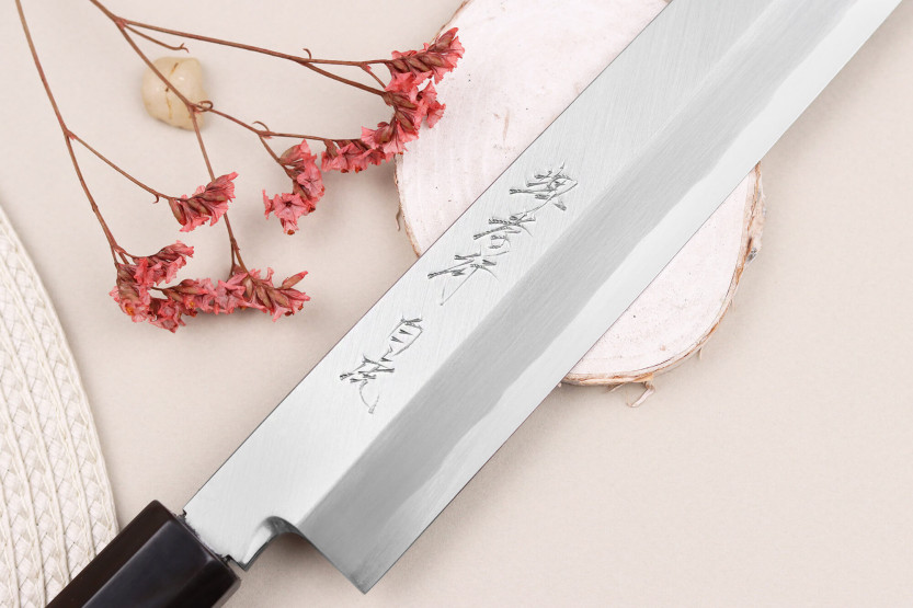 Sakai Takayuki Byakko 33cm handgjord japansk Yanagibakniv ebenholtshandtag + slida
