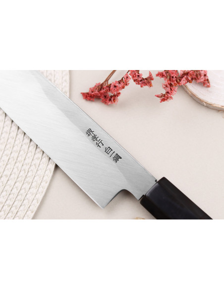 Sakai Takayuki Byakko 33 cm håndlaget japansk Yanagiba-kniv i ibenholt + slire