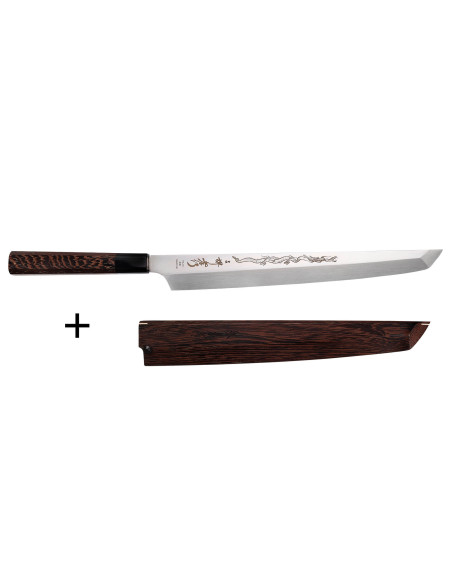 Couteau sakimaru yanagiba 30cm japonais artisanal Sakai Takayuki Honyaki Shoryu VG10