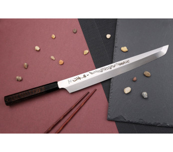 Couteau sakimaru yanagiba 30cm japonais artisanal Sakai Takayuki Honyaki Shoryu VG10 2