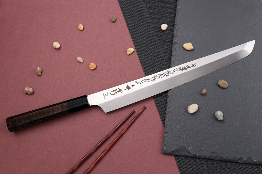 Estojo sakimaru yanagiba 30cm japonês artesanal Sakai Takayuki Honyaki Shoryu VG10