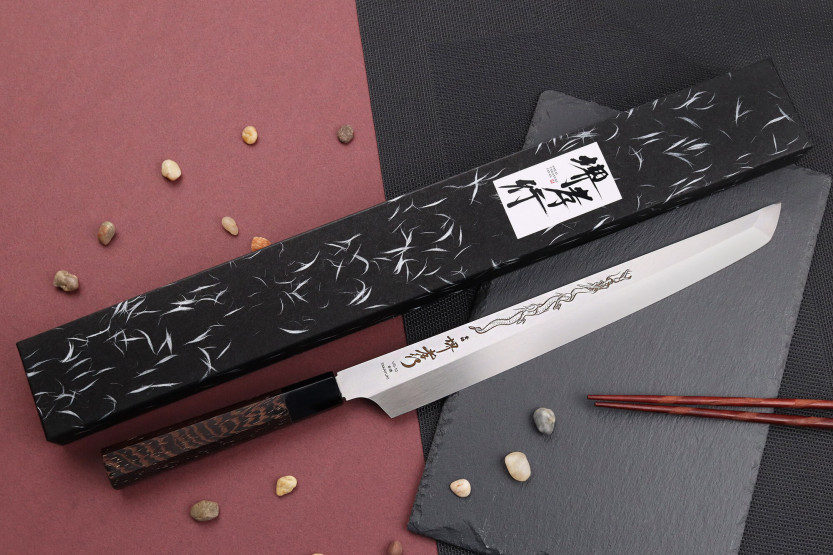 Estojo sakimaru yanagiba 30cm japonês artesanal Sakai Takayuki Honyaki Shoryu VG10