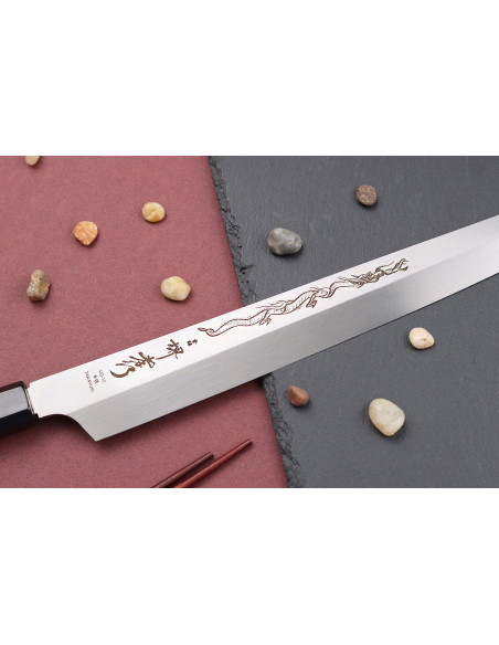 Couteau sakimaru yanagiba 30cm japonais artisanal Sakai Takayuki Honyaki Shoryu VG10