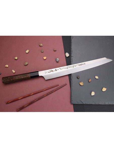 Yanagiba kniv kiritsuke 30cm japonais artisanal Sakai Takayuki Honyaki Shoryu VG10