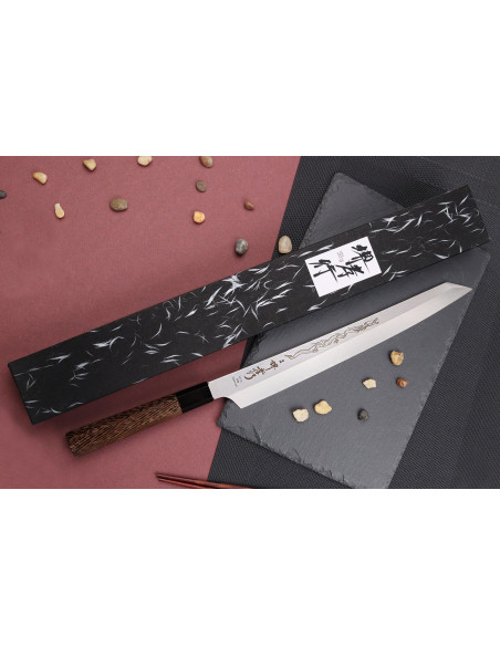 Faca yanagiba kiritsuke 30cm japonês artesanal Sakai Takayuki Honyaki Shoryu VG10