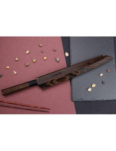 Coltello yanagiba kiritsuke 30cm japonais artisanal Sakai Takayuki Honyaki Shoryu VG10