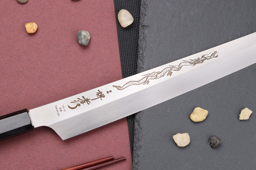 Yanagiba knife kiritsuke 30cm japonais artisanal Sakai Takayuki Honyaki Shoryu VG10