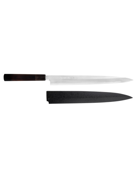 Sakai Takayuki Byakko 30cm Faca yanagiba japonesa Faca yanagiba artesanal cabo em ébano + bainha